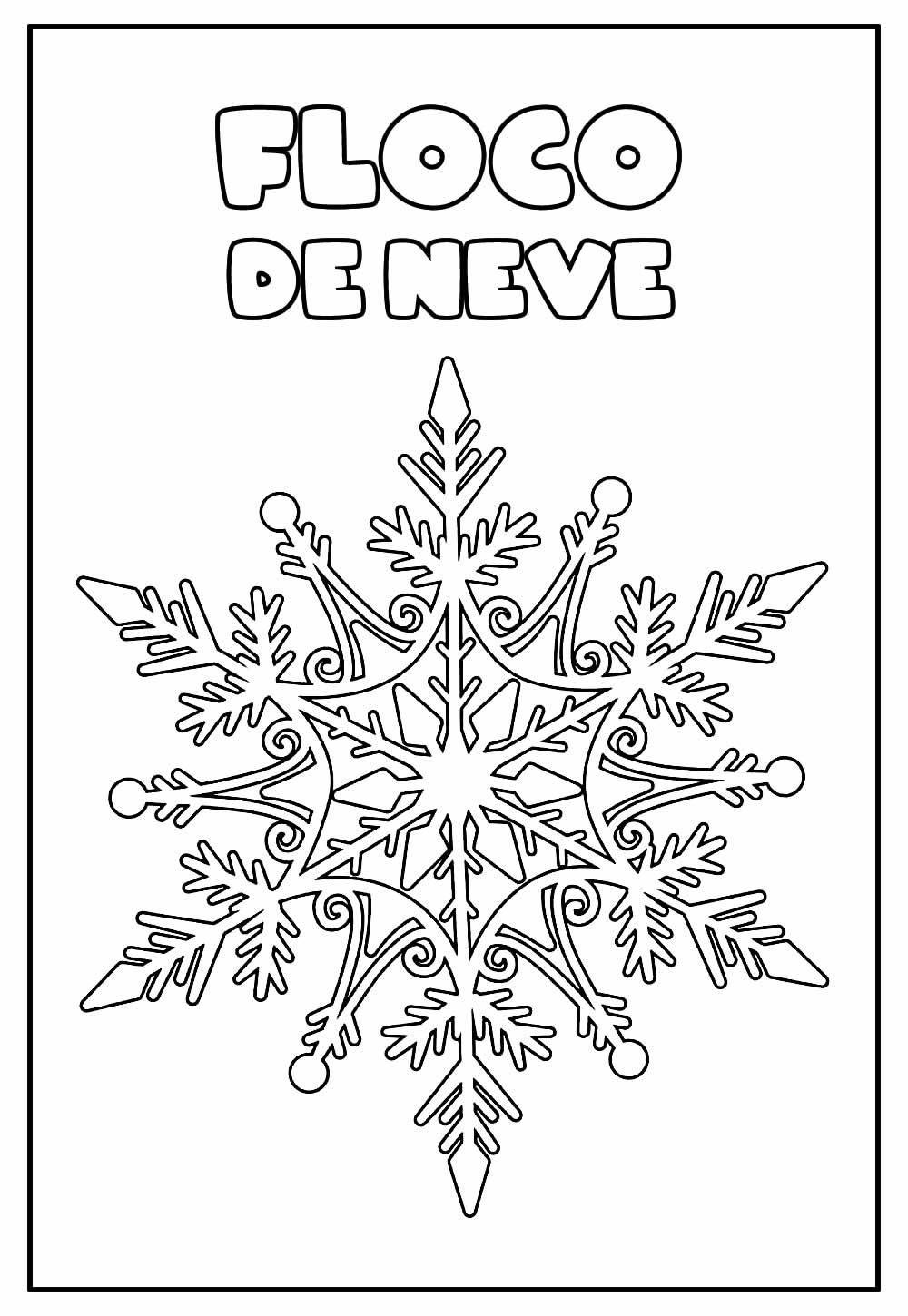 Desenho de Flocos de Neve - Imagem Educativa para pintar