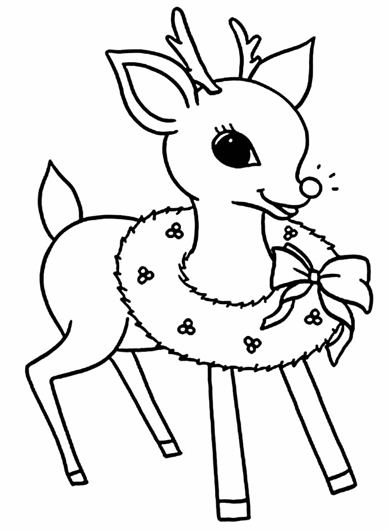 Desenhos para colorir de rena do natal dormindo 