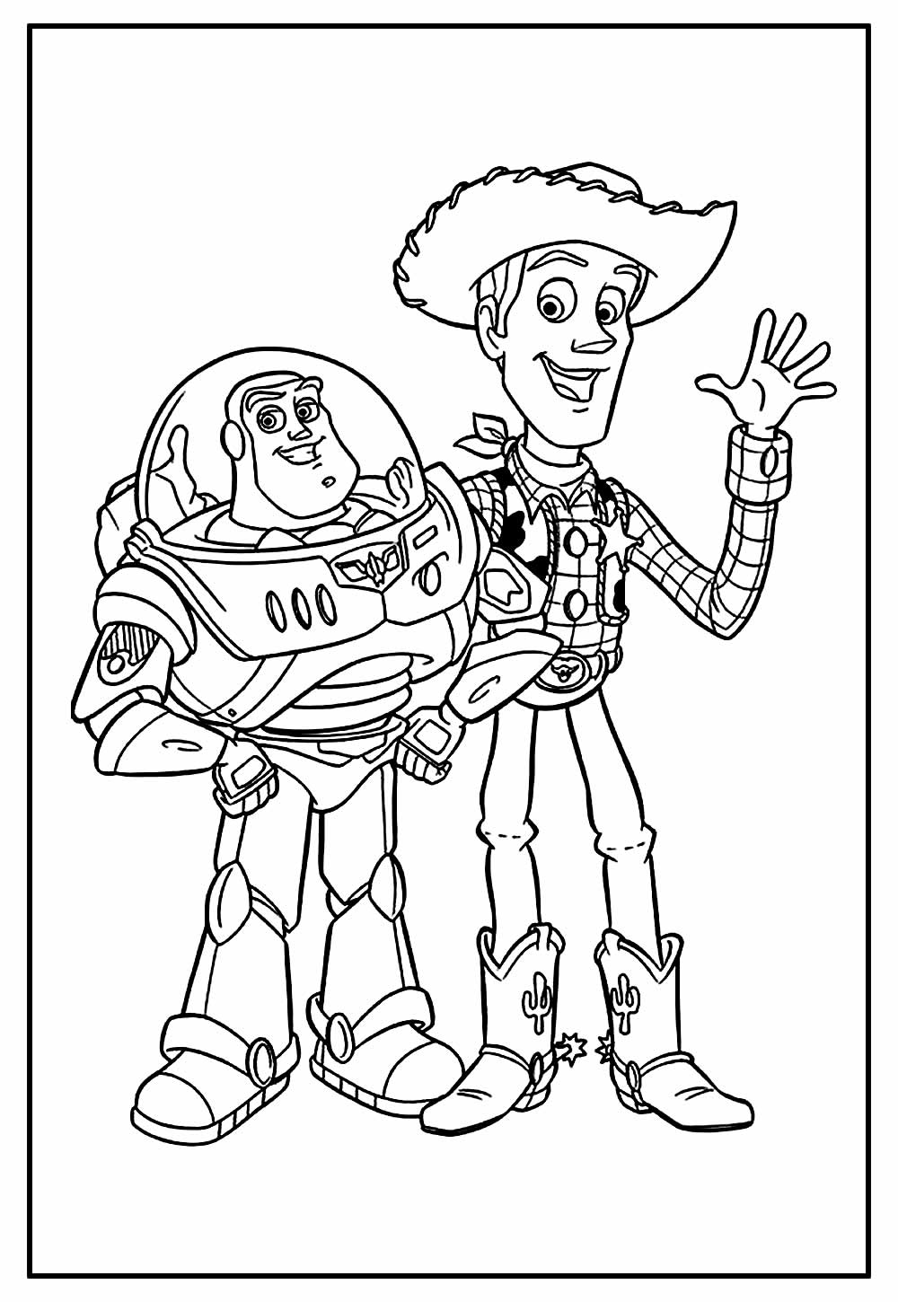 Desenho de Woody e Buzz Lightyear para colorir