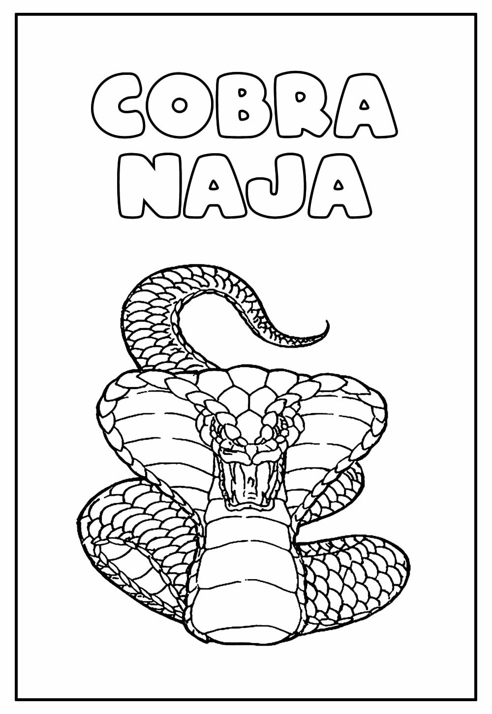 Desenhos de Cobra Naja para Imprimir e Colorir