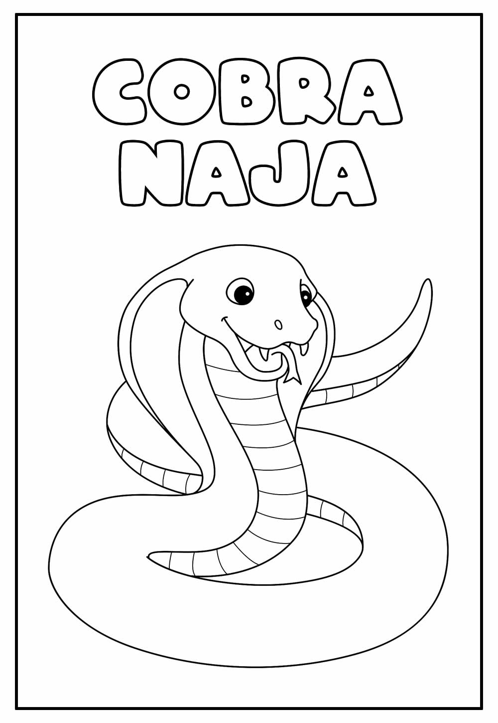 Desenho Educativo de Cobra Naja para colorir