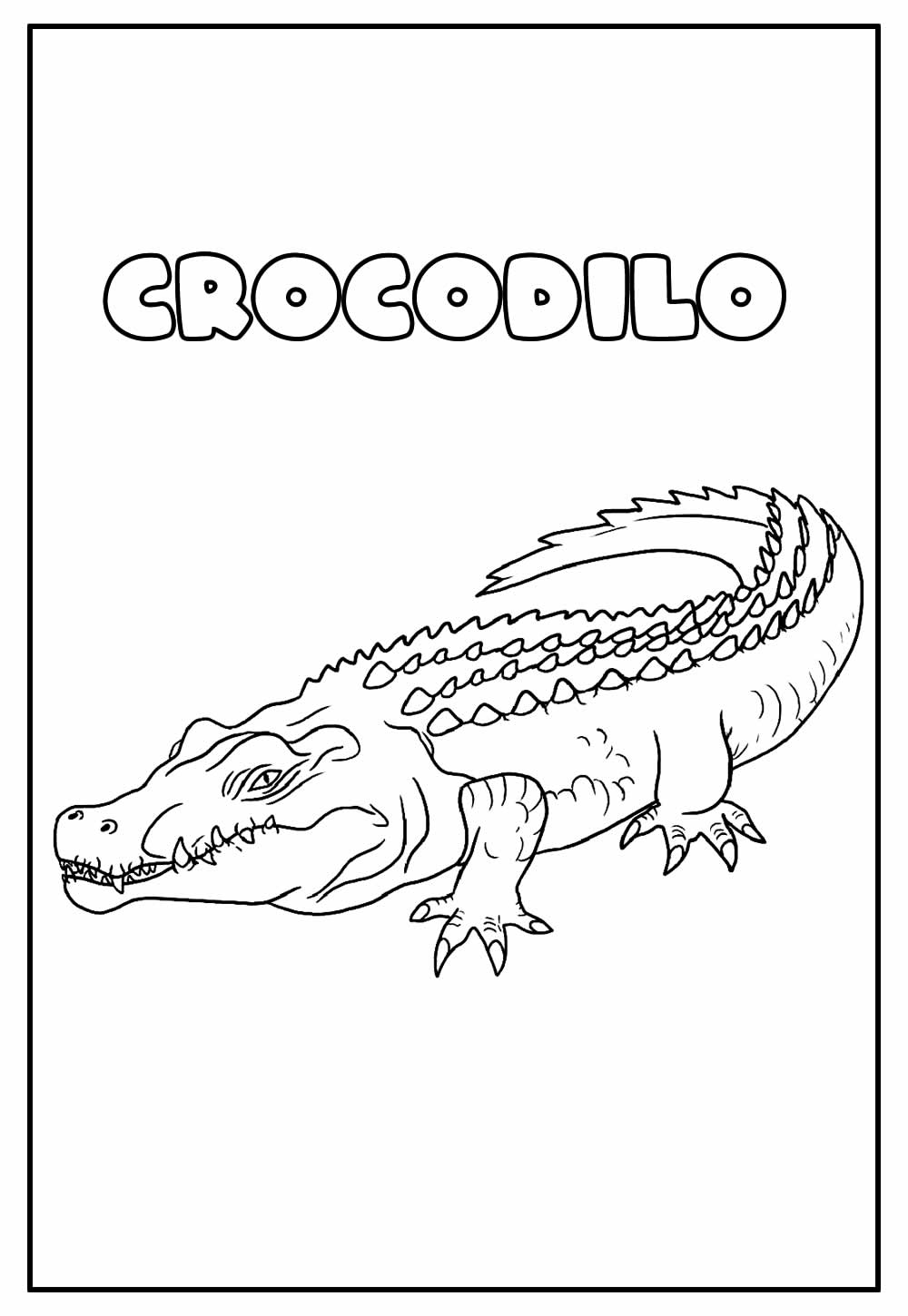 Desenho Educativo de Crocodilo para pintar