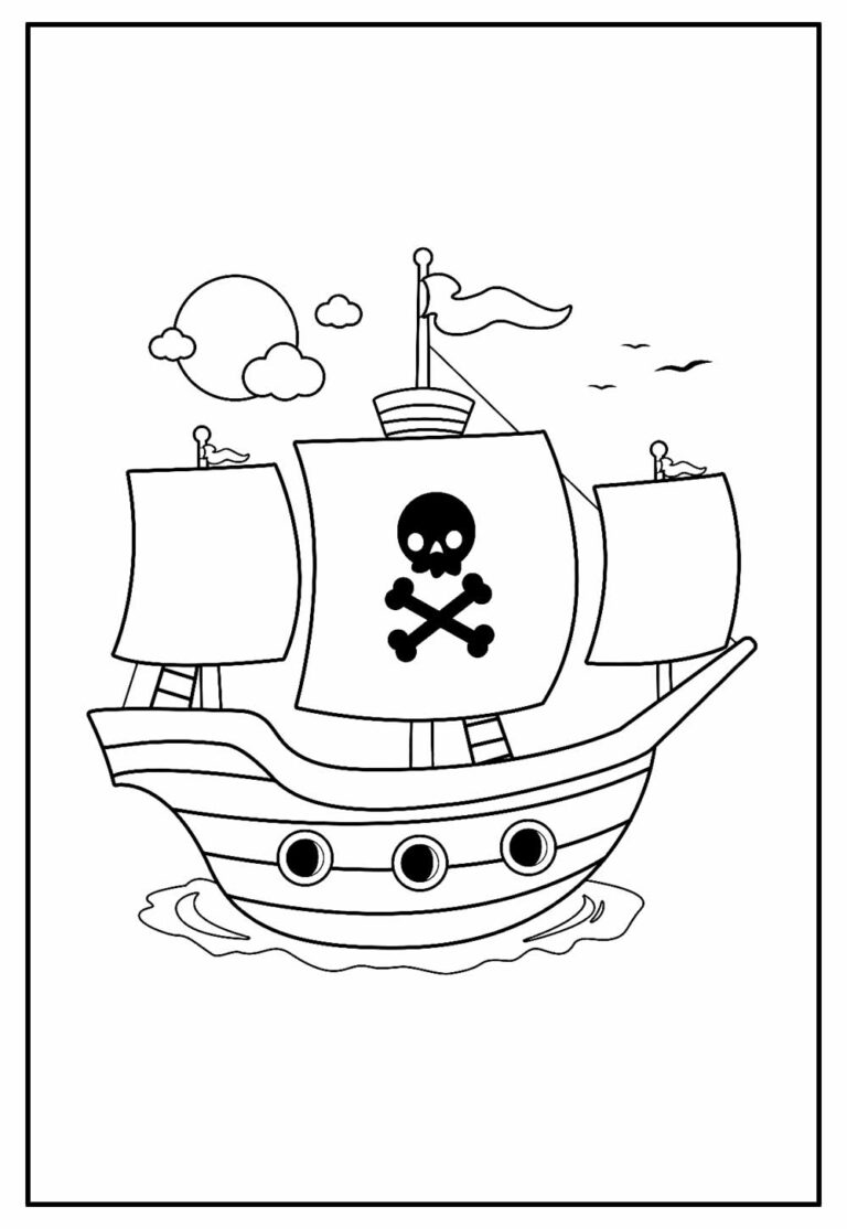 Desenhos de Navio Pirata para colorir - Bora Colorir