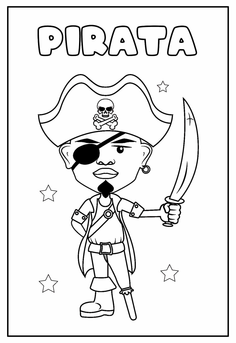 Desenho Educativo de Pirata para colorir