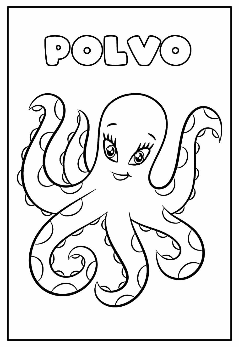 Desenho de Polvo infantil para Colorir - Colorir.com