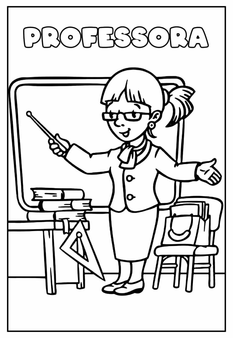 Desenhos de Professora para colorir - Bora Colorir