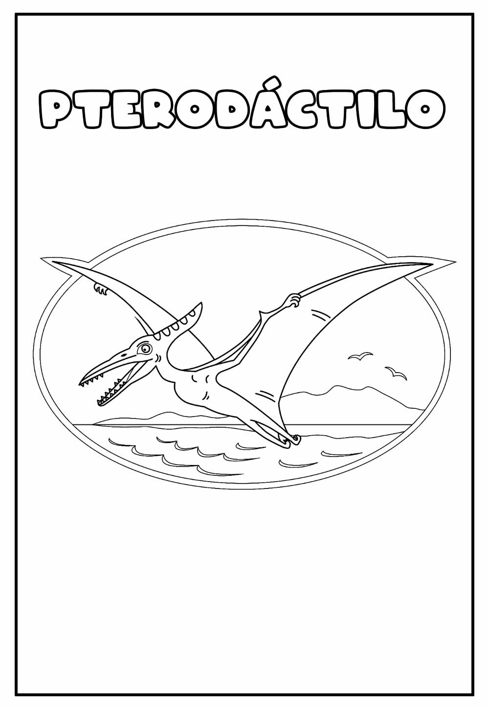 Desenho Educativo de Dinossauro para pintar