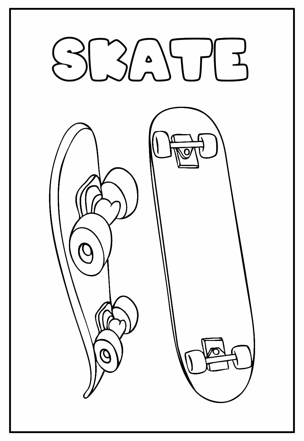 Desenho Educativo de Skates para colorir