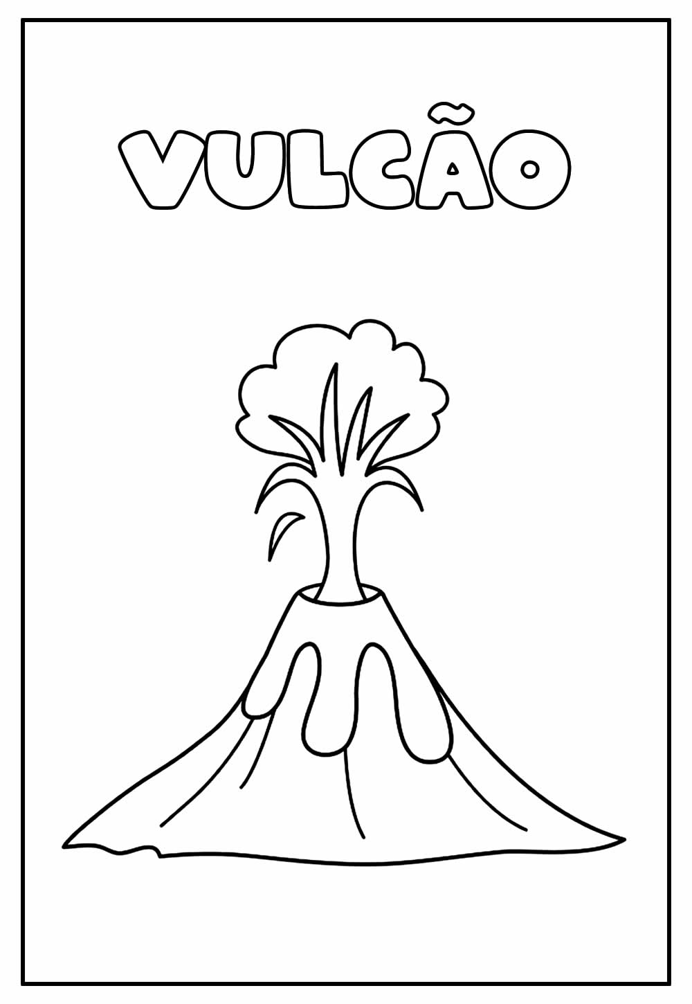 Desenho Educativo de Vulcão para colorir