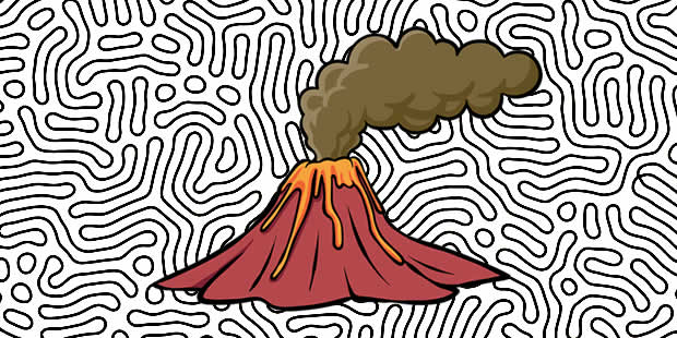 Desenho de Vulcão para pintar