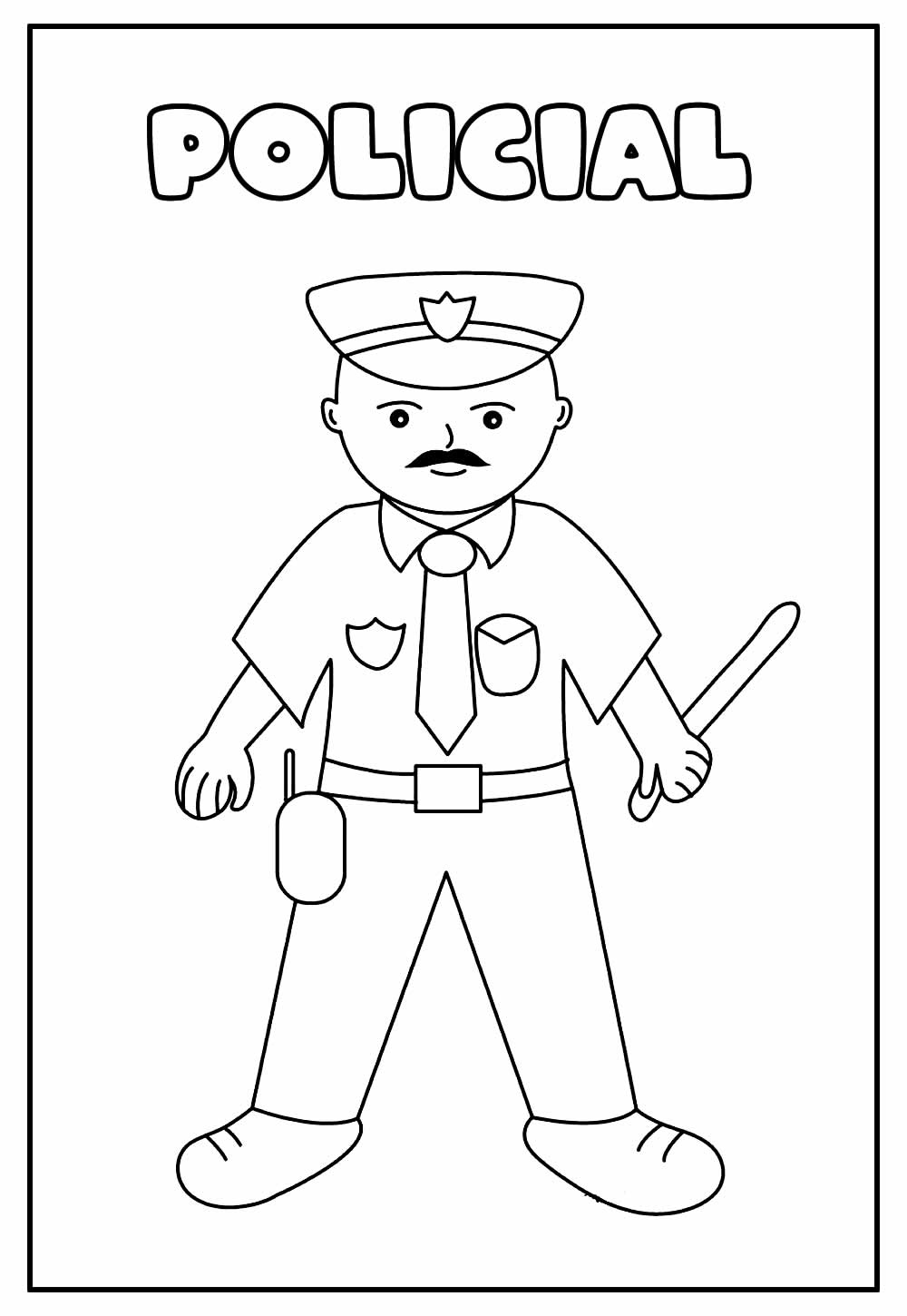 Desenho Educativo para Colorir de Policial