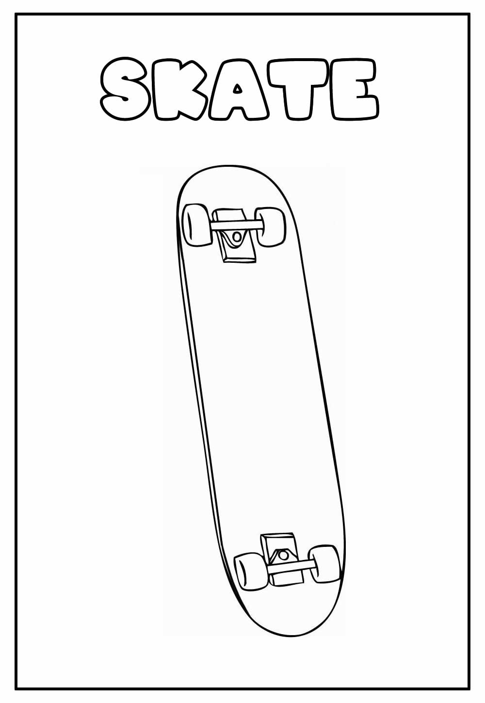 Desenho Educativo para Colorir de Skate