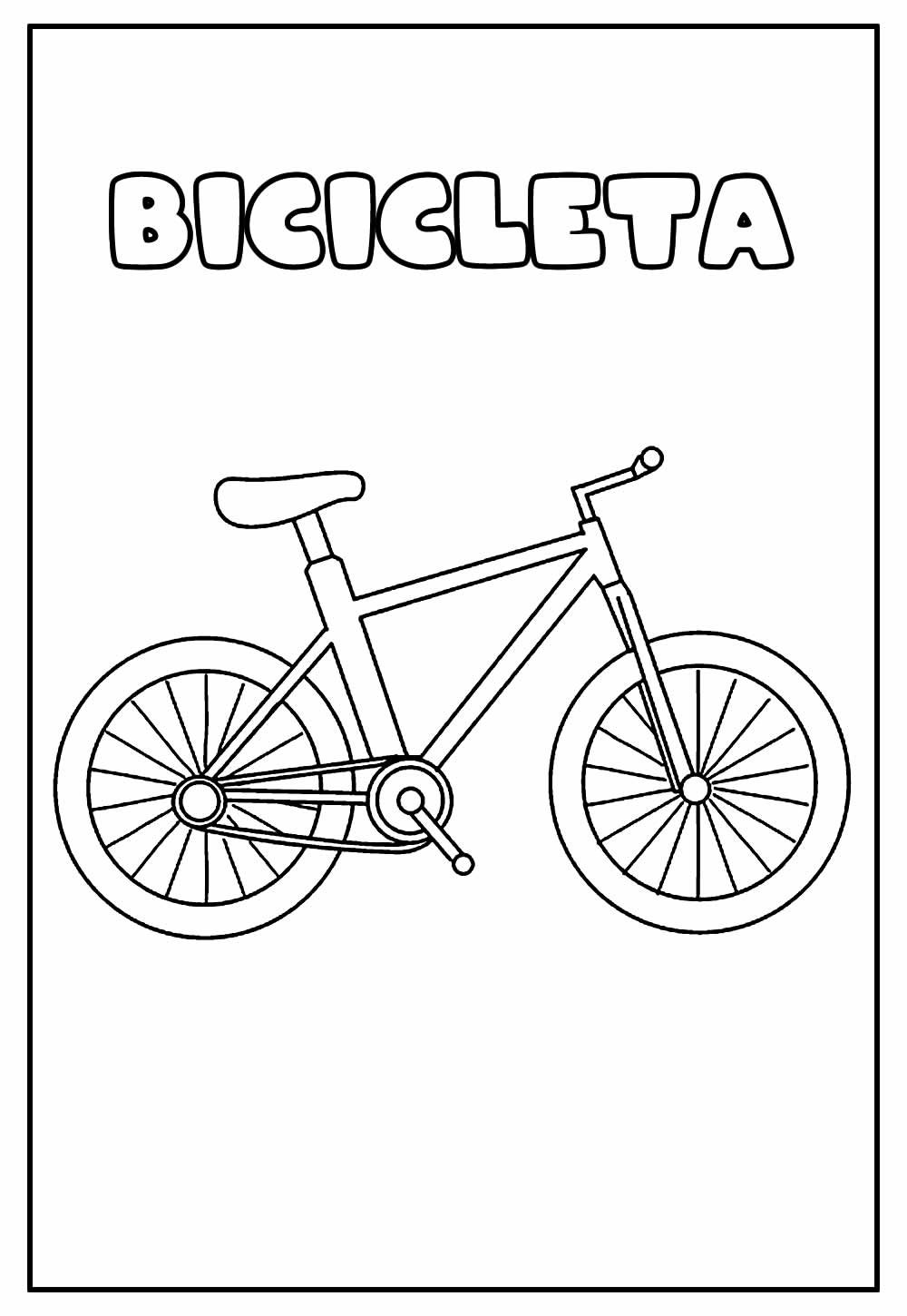 Desenho Educativo para Colorir de Bicicleta