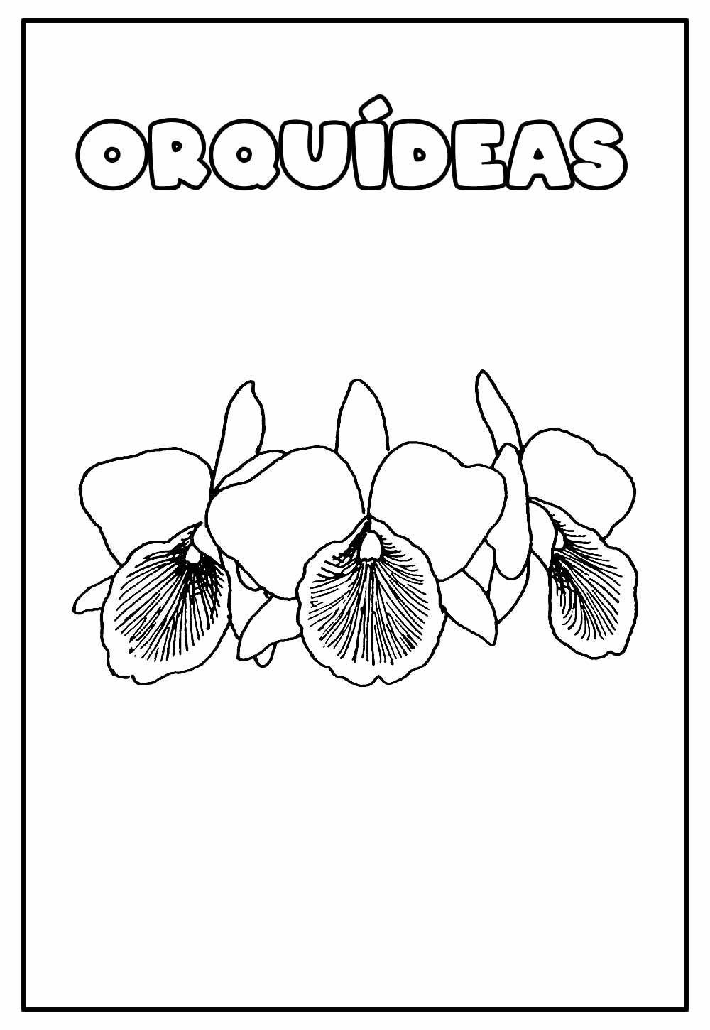 Desenho Educativo de Orquídeas para colorir