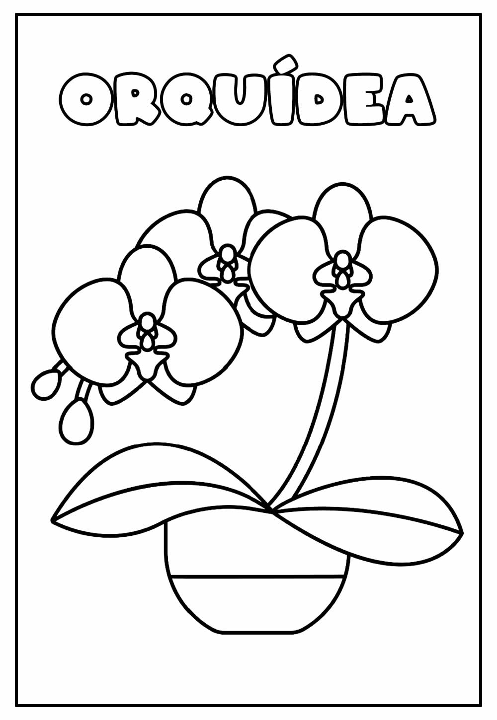 Desenho Educativo de Orquídea para colorir