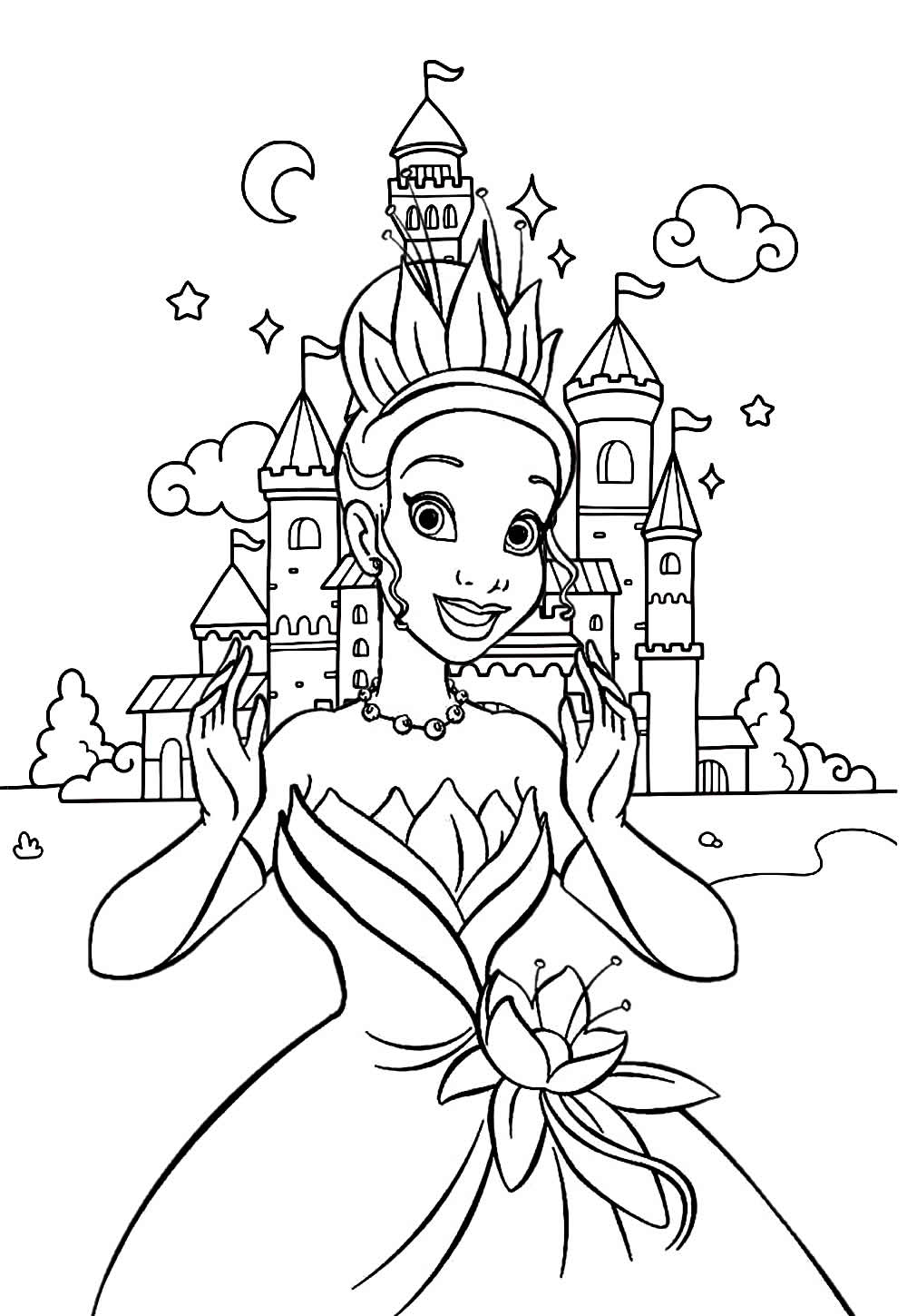 Desenho da Princesa Tiana para Colorir