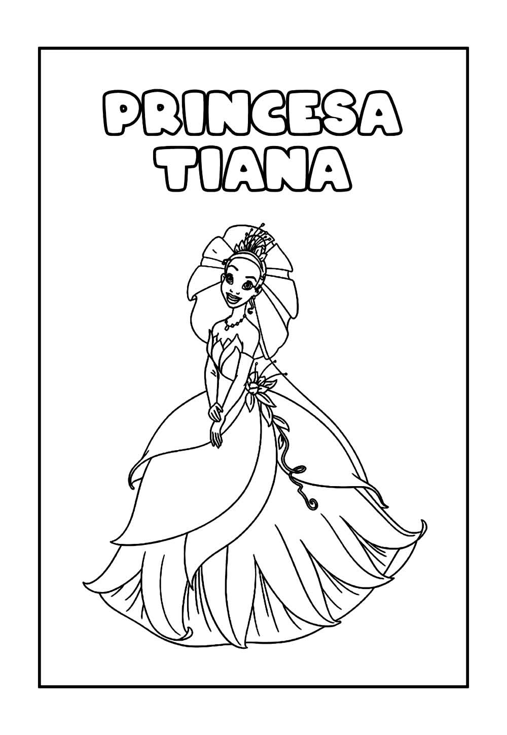 Desenho da Princesa Tiana para colorir