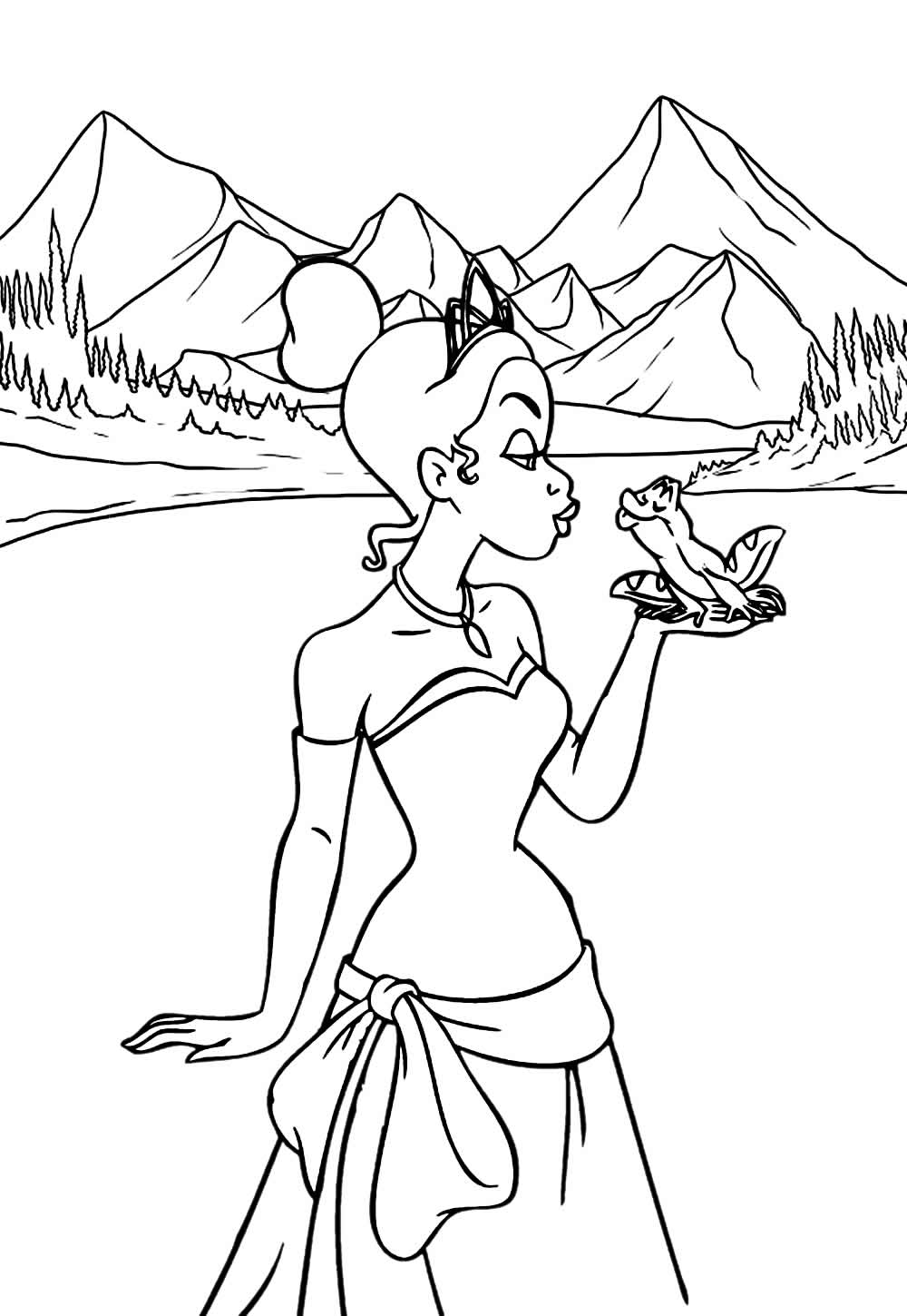 Desenho da Princesa Tiana para Pintar