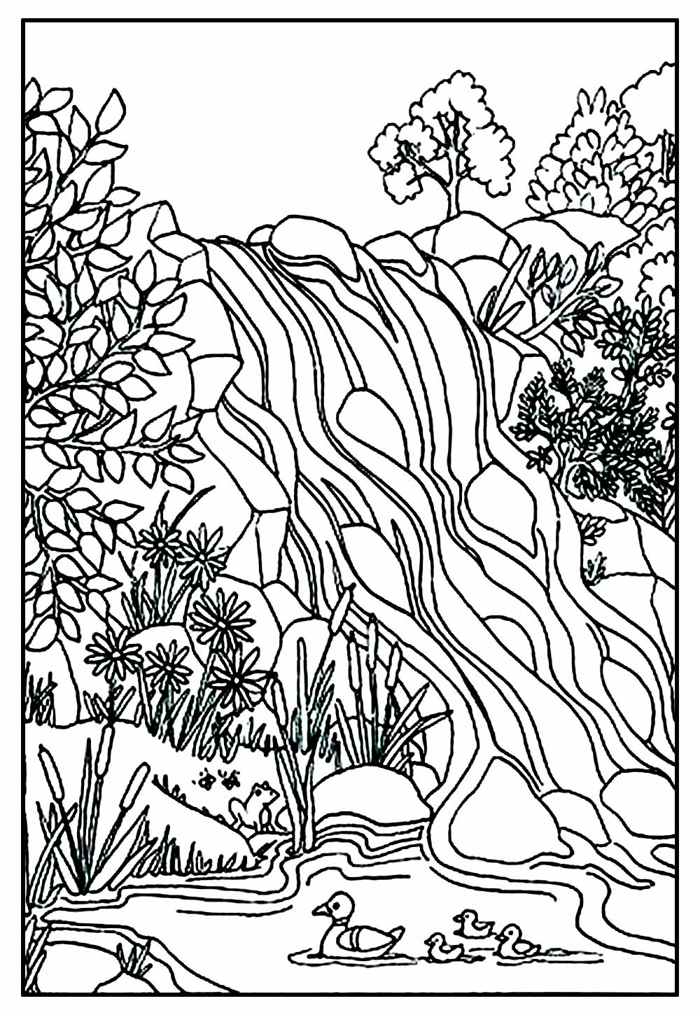 Desenho de Cachoeira para colorir