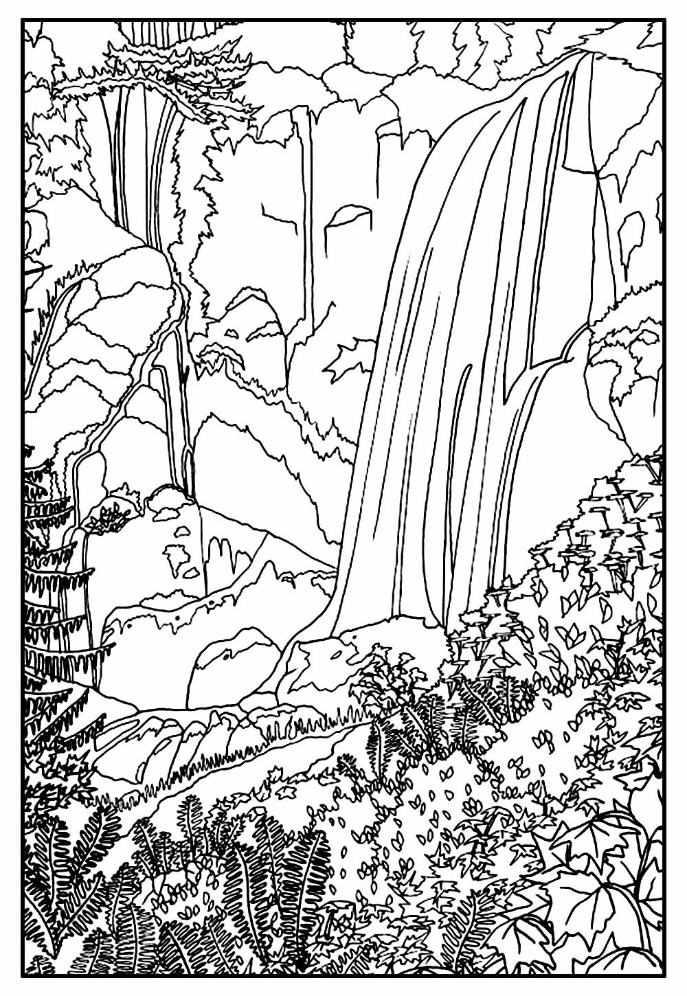 Desenho de Cachoeira para colorir