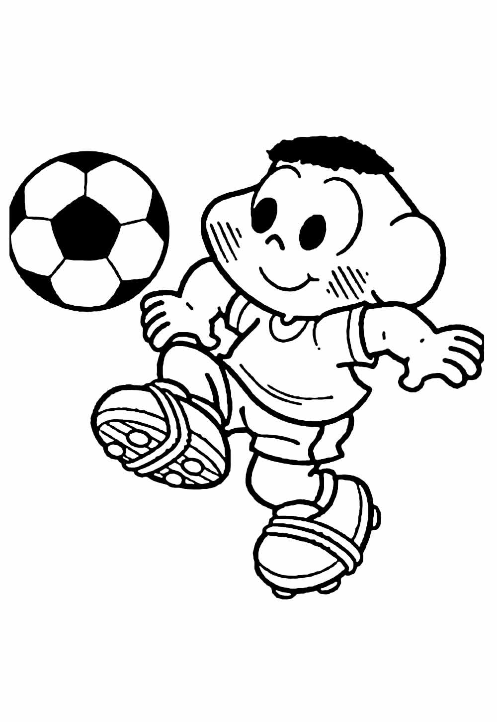 Desenho de Cascão Jogando Bola