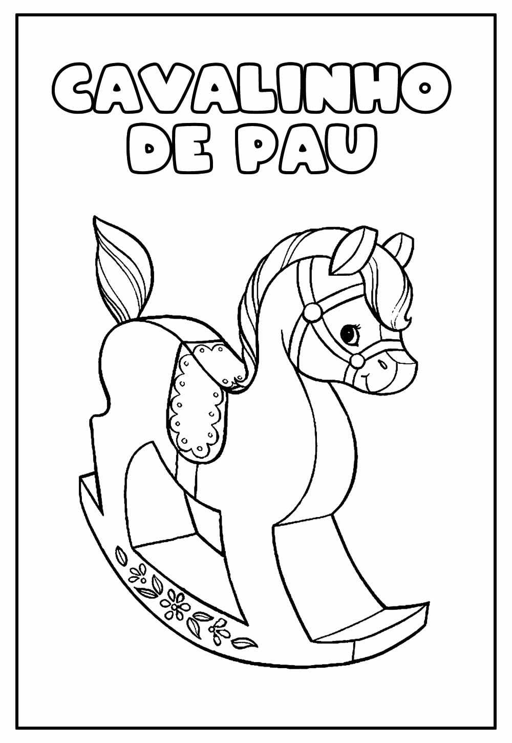 Desenho Educativo de Cavalinho de Pau para colorir