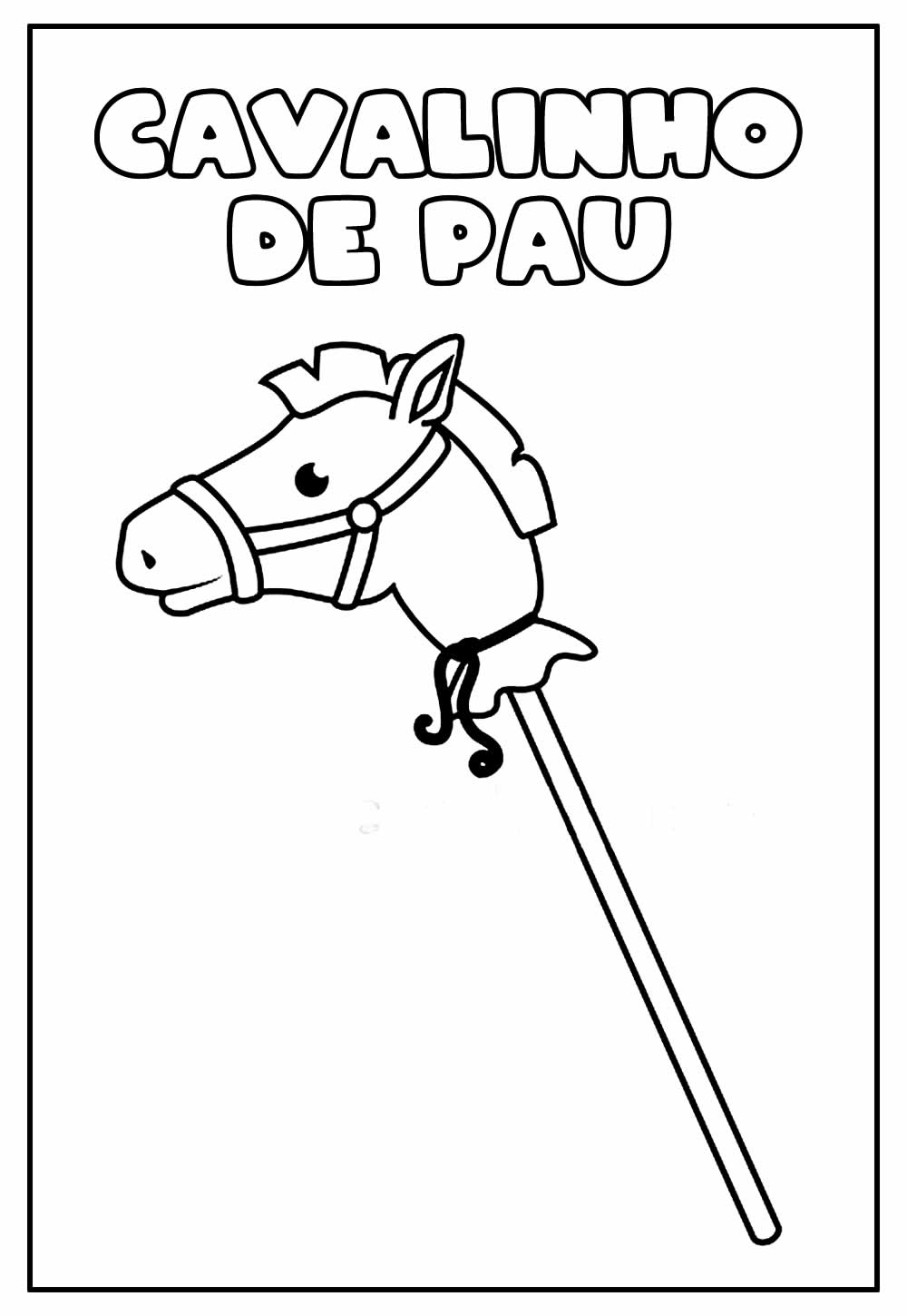 Desenho Educativo de Cavalinho de Pau para imprimir e colorir