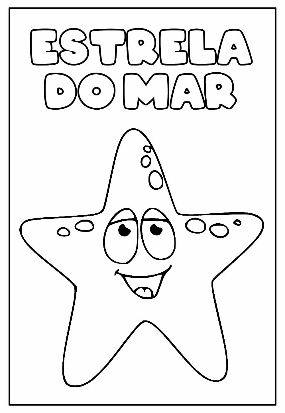 Desenho Educativo de Estrela do Mar para pintar