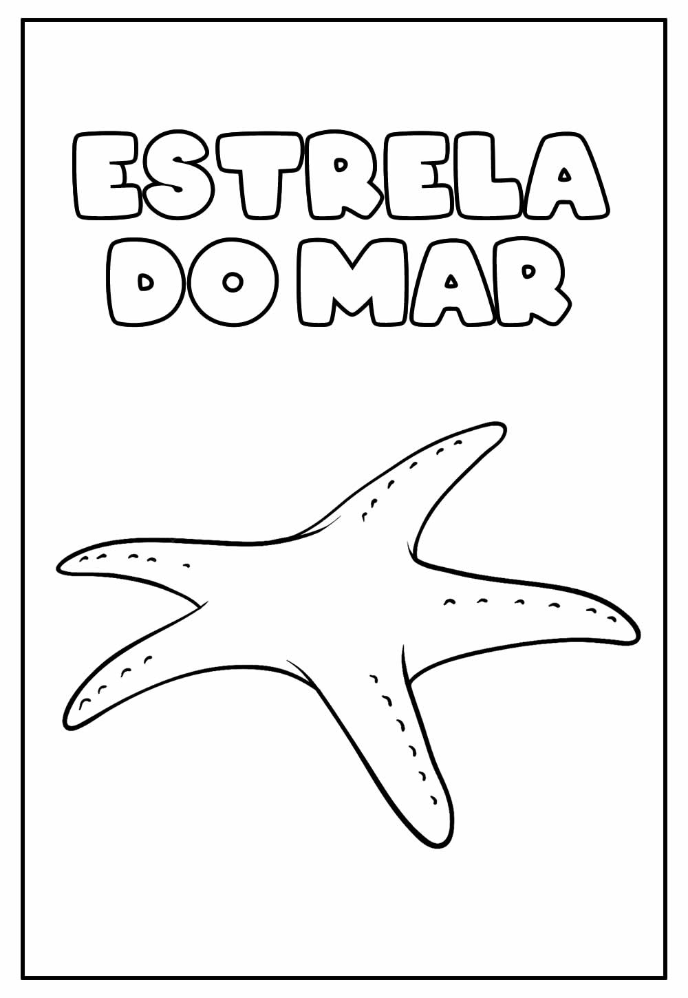 Desenho Educativo de Estrela do Mar para pintar