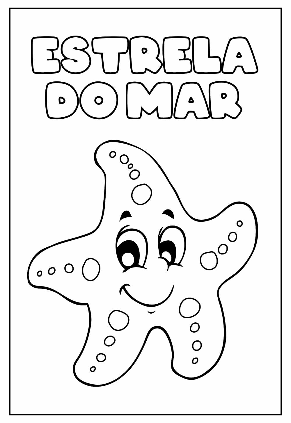 Desenho Educativo de Estrela do Mar para colorir