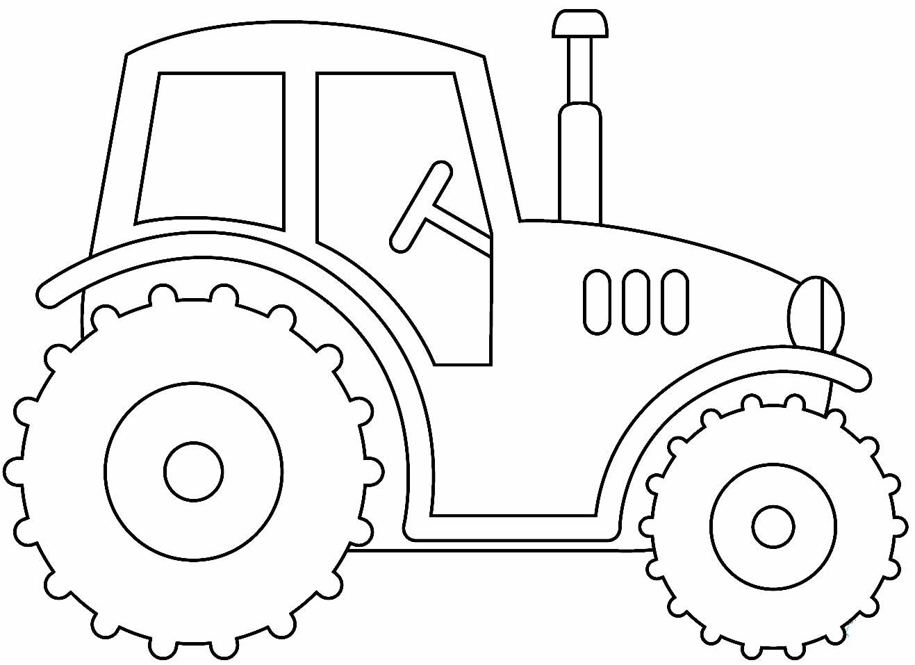 desenho linear infantil para colorir. trator de equipamentos de