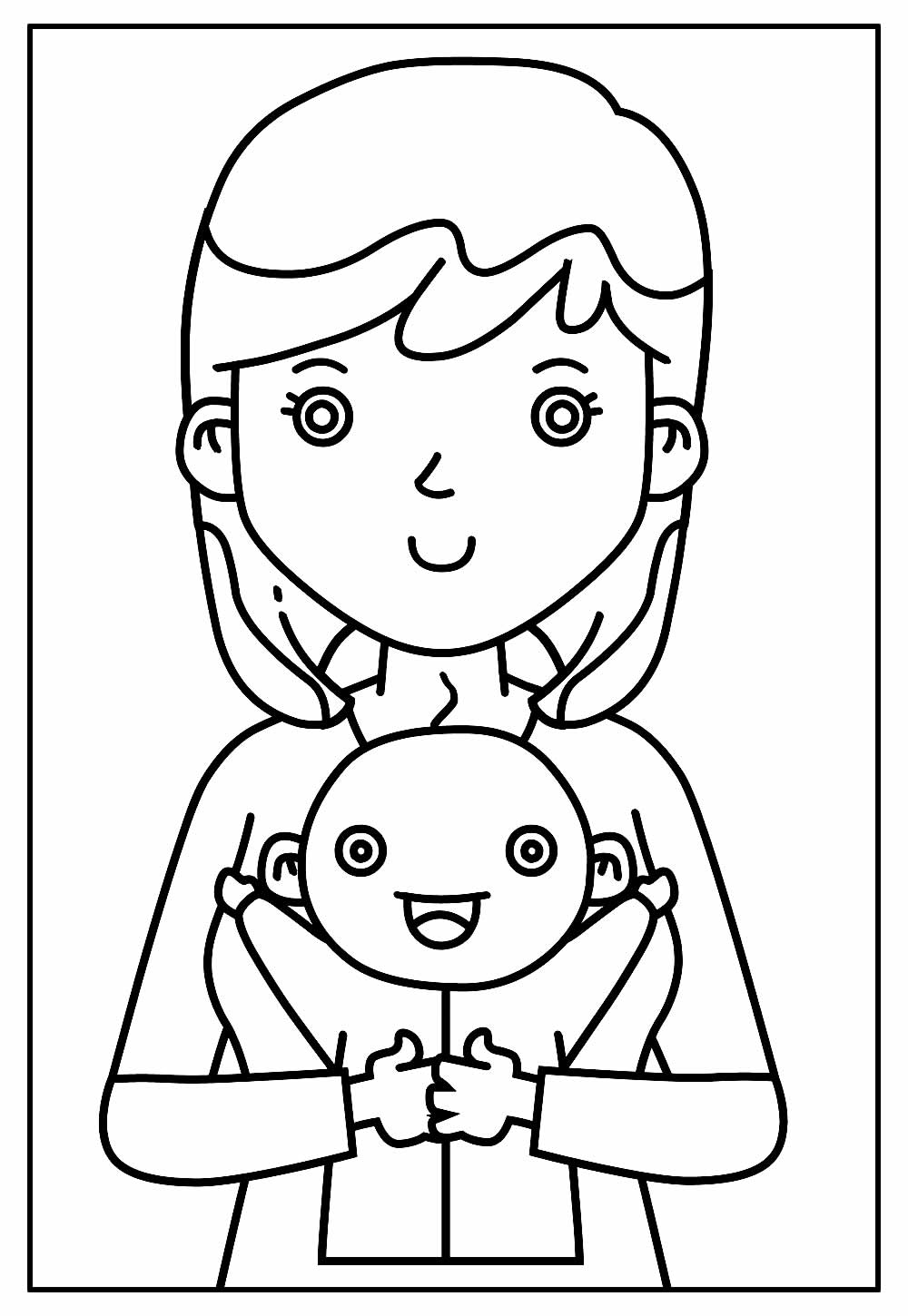 Desenho de Mãe e Bebê para colorir