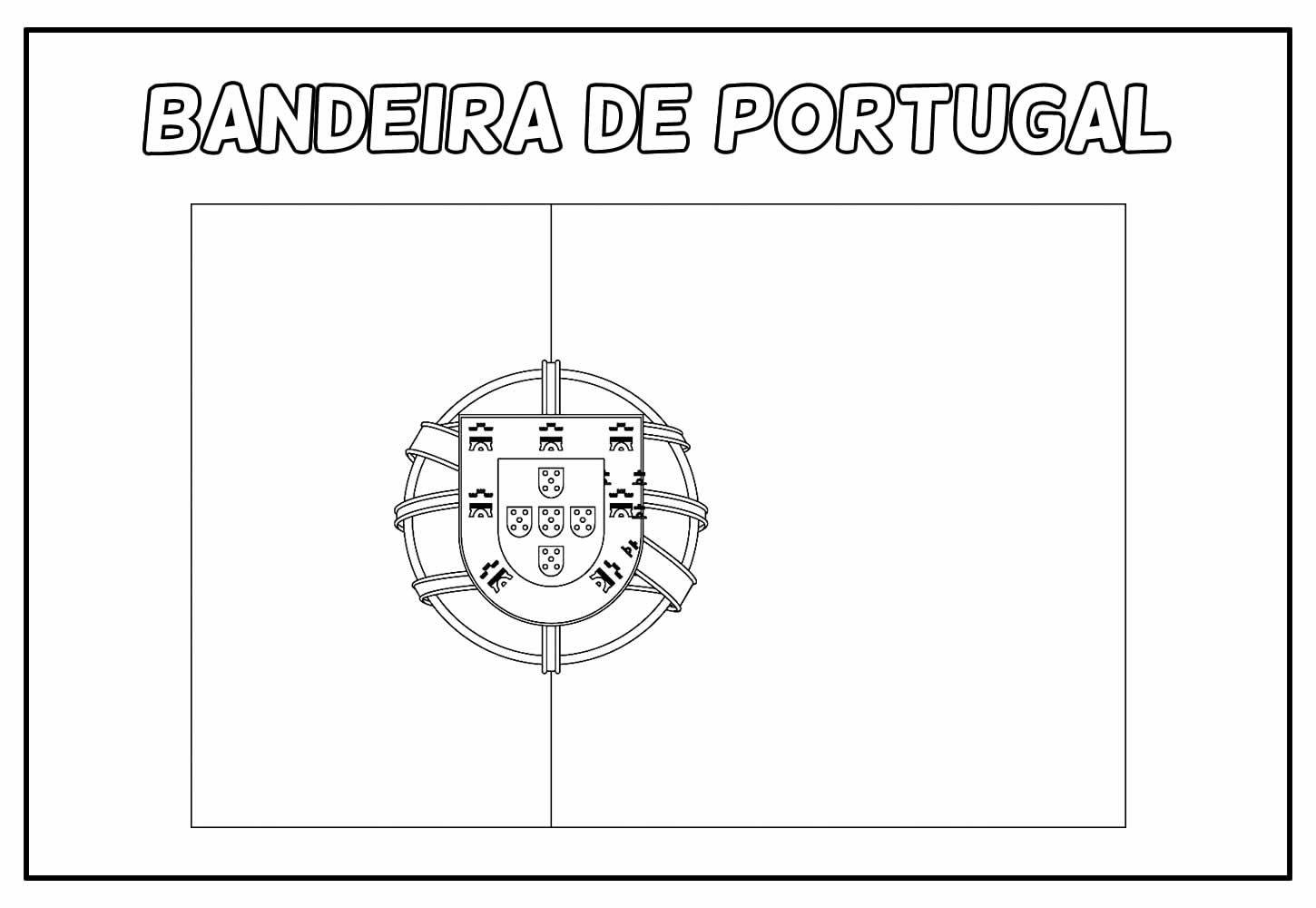 Desenho Educativo para colorir da Bandeira de Portugal