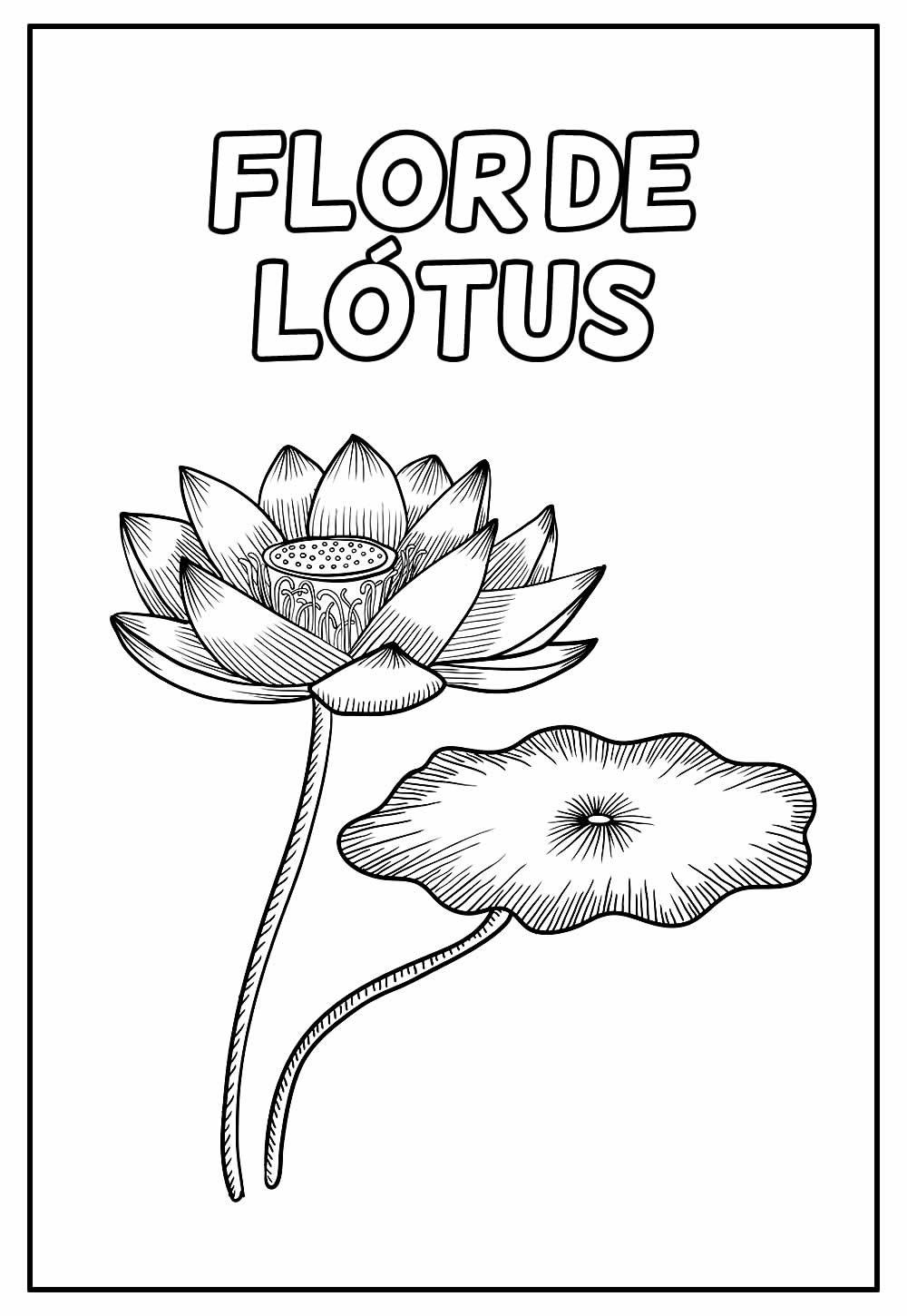 Desenho Educativo de Flor de Lótus para colorir