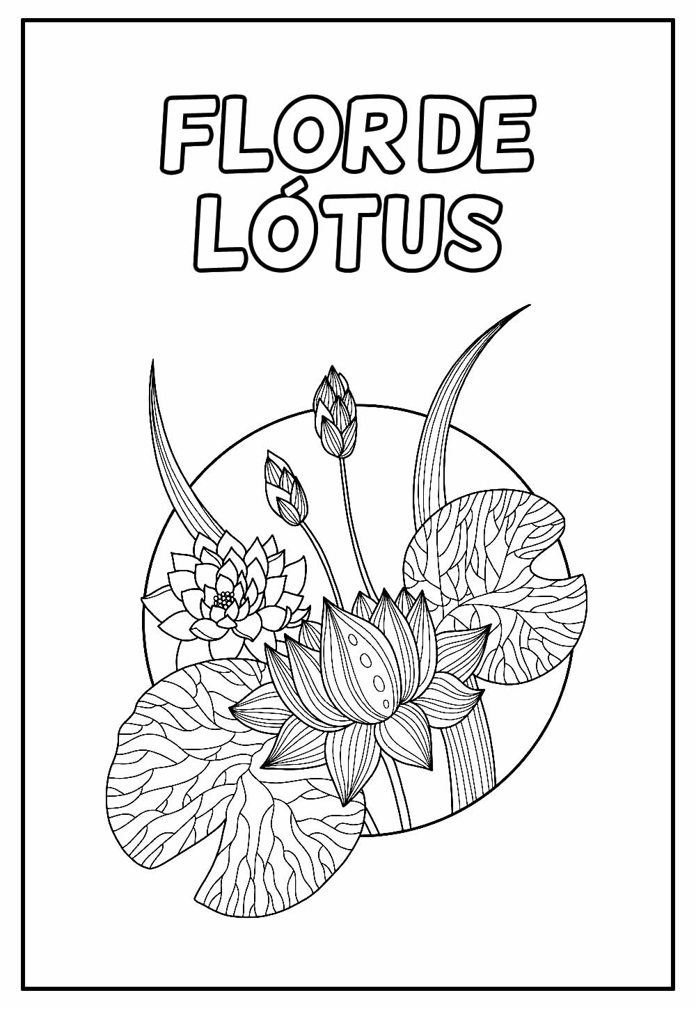 Desenho Educativo de Flor de Lótus para pintar