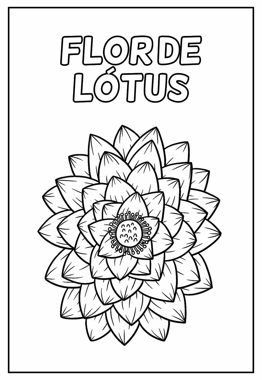Desenho Educativo de Flor de Lótus para pintar e colorir