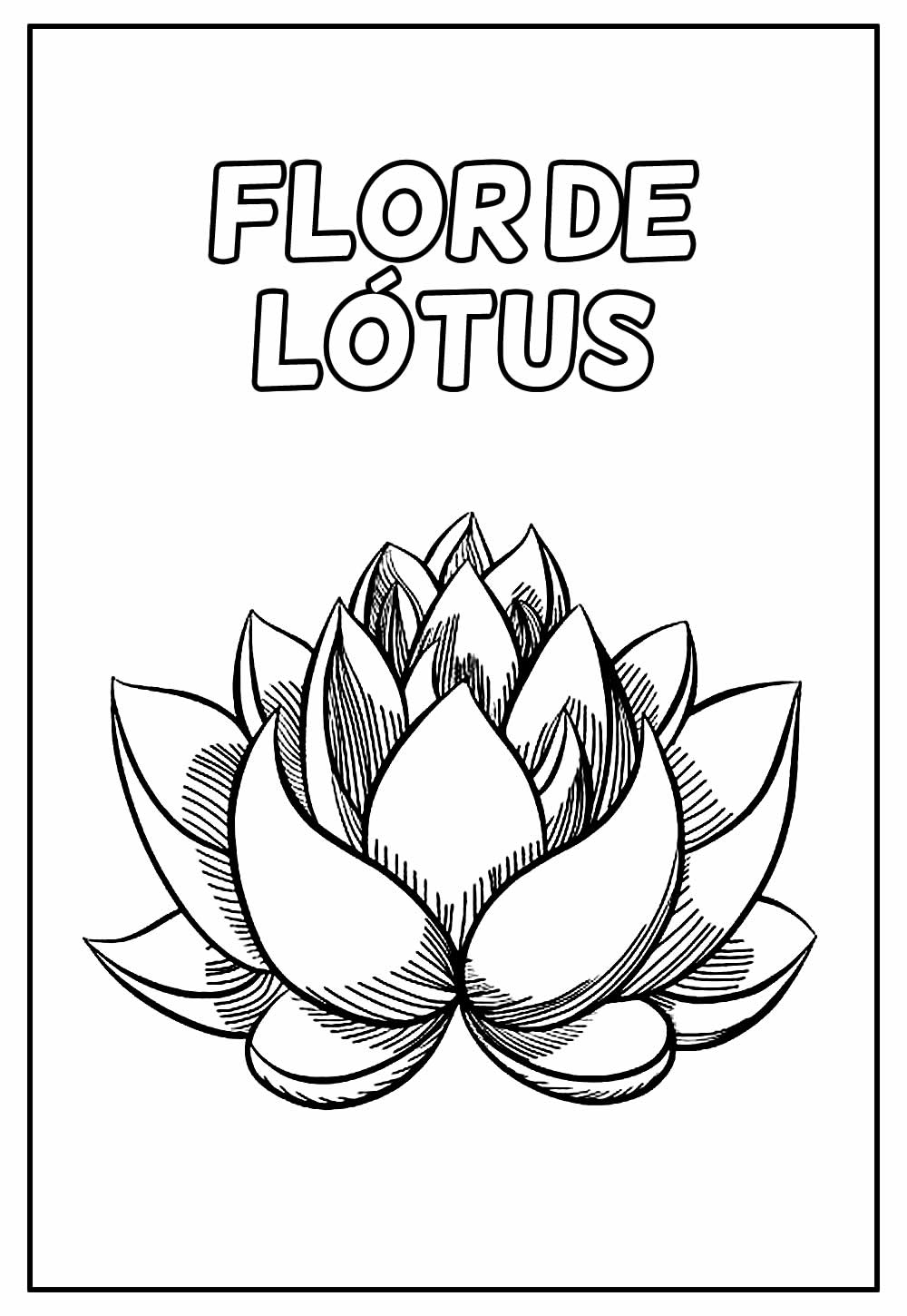 Desenho Educativo de Flor de Lótus para imprimir e colorir