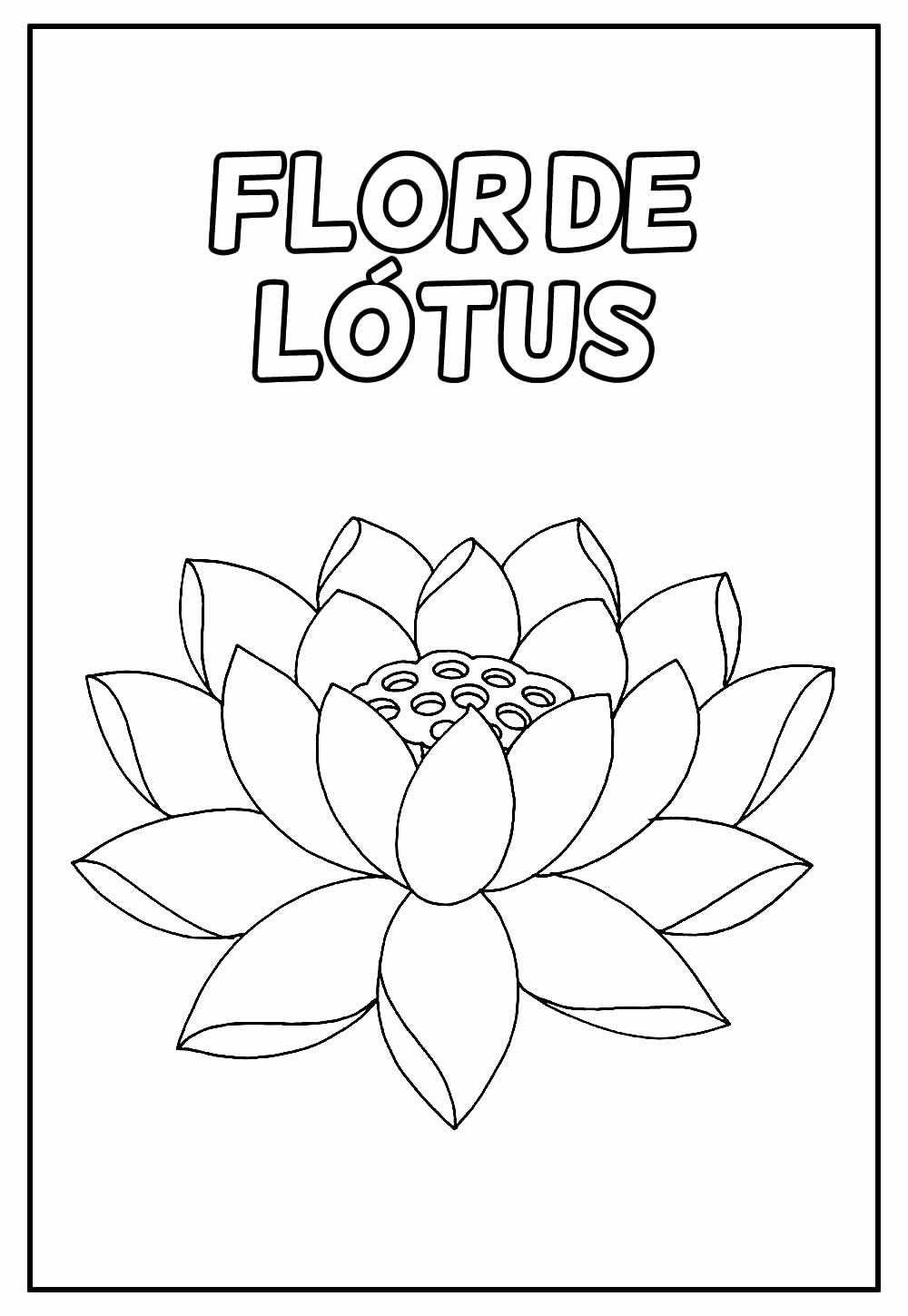 Desenho Educativo da Flor de Lótus para colorir