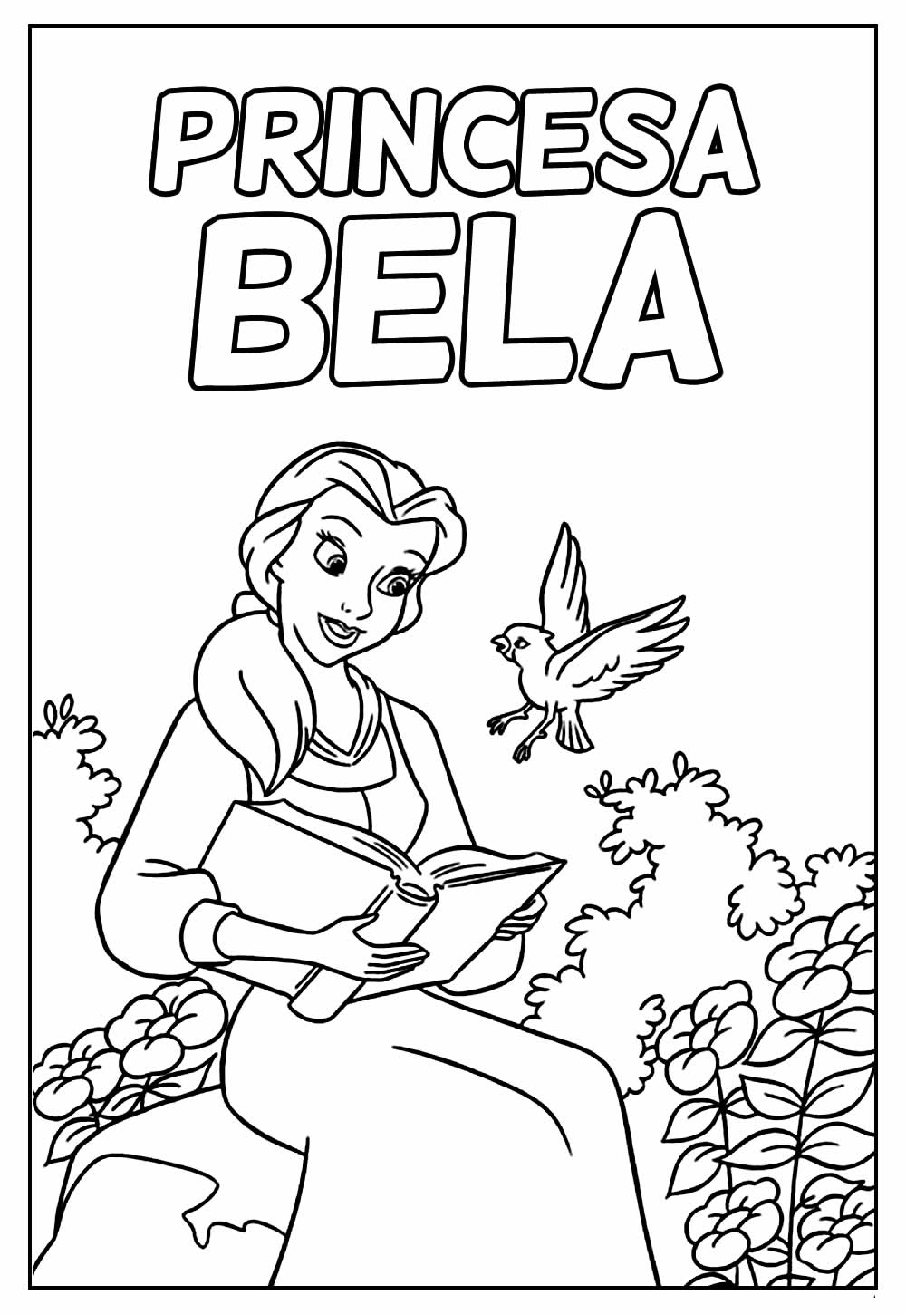 Desenho Educativo da Princesa Bela para colorir