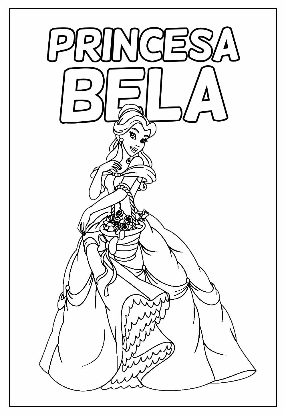 Desenho Educativo da Princesa Bela para colorir