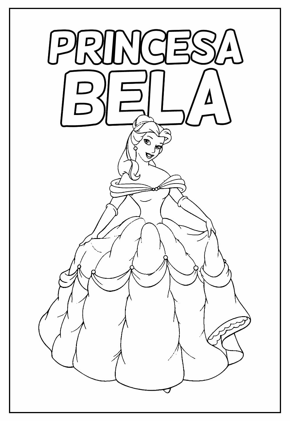 Desenho Educativo para colorir da Princesa Bela