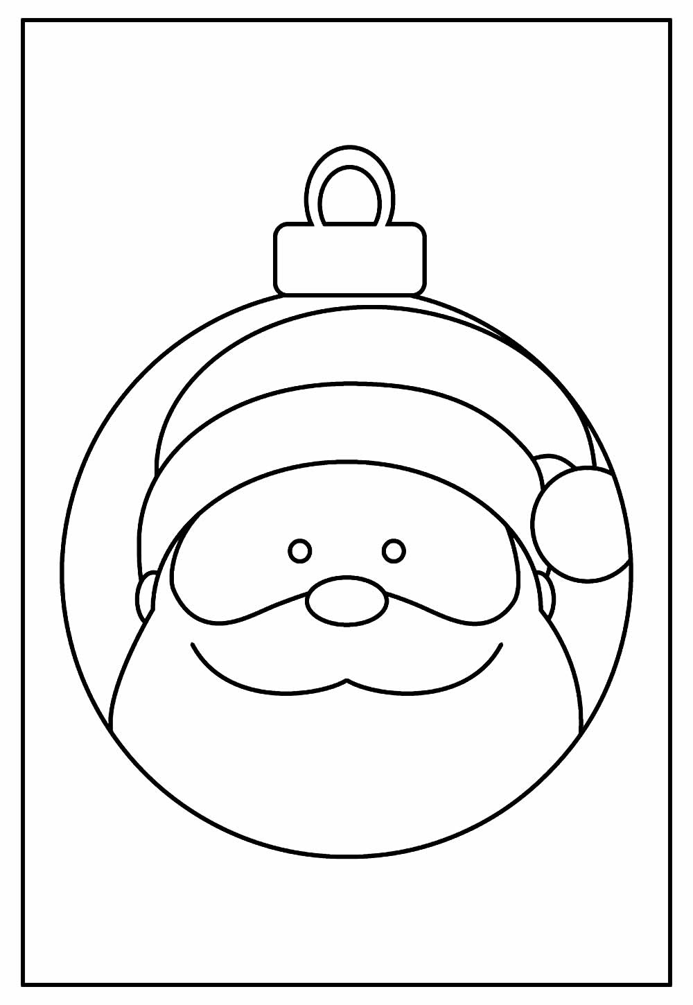 Desenho para colorir de Bola de Natal com Papai Noel