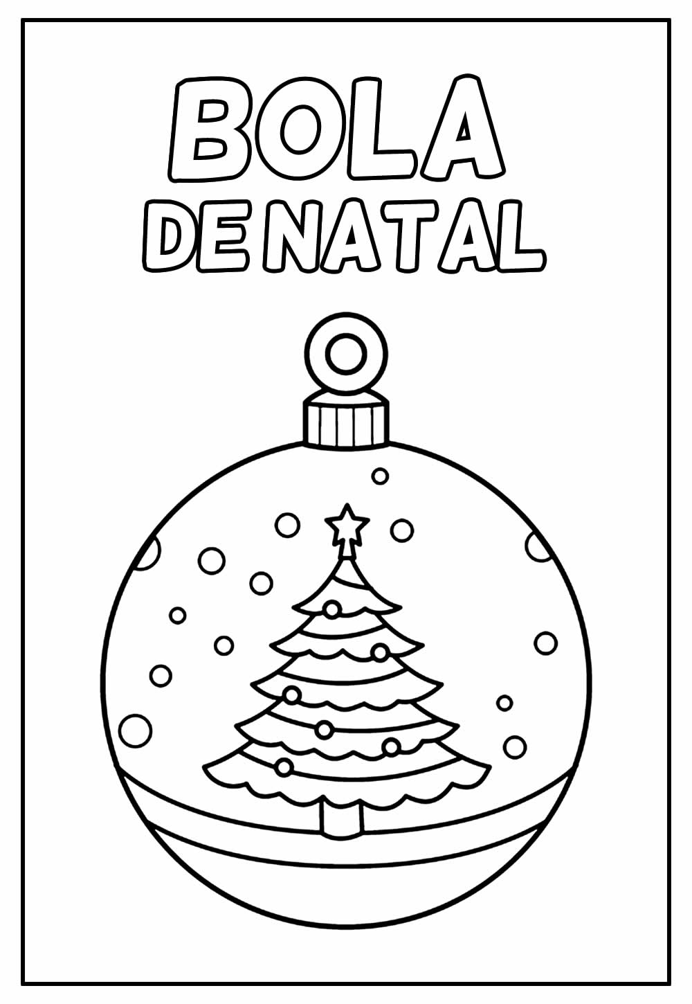 Desenho Educativo de Bola de Natal para pintar