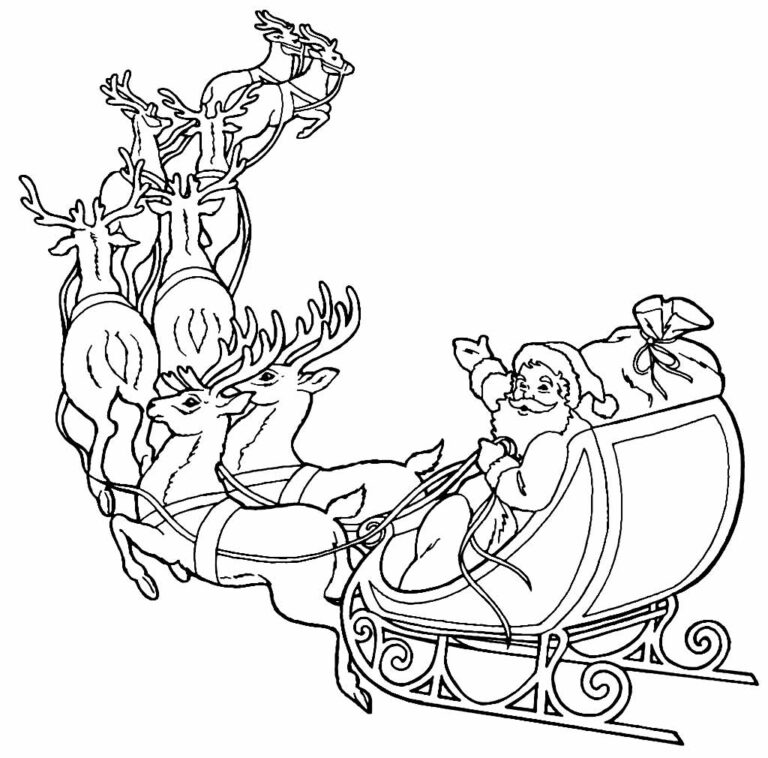 Desenhos do Papai Noel de Trenó para colorir - Bora Colorir