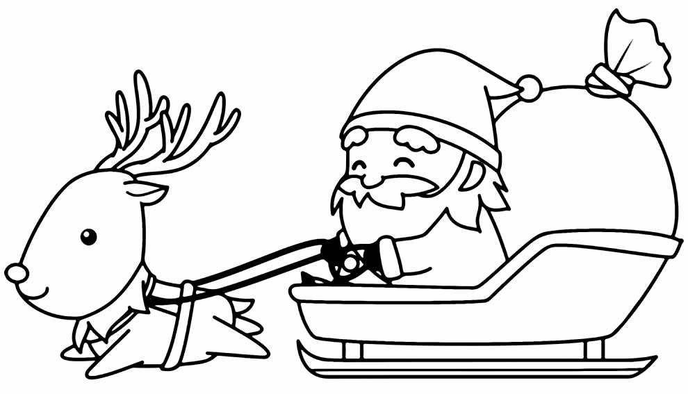 Desenho do Papai Noel com Trenó para colorir