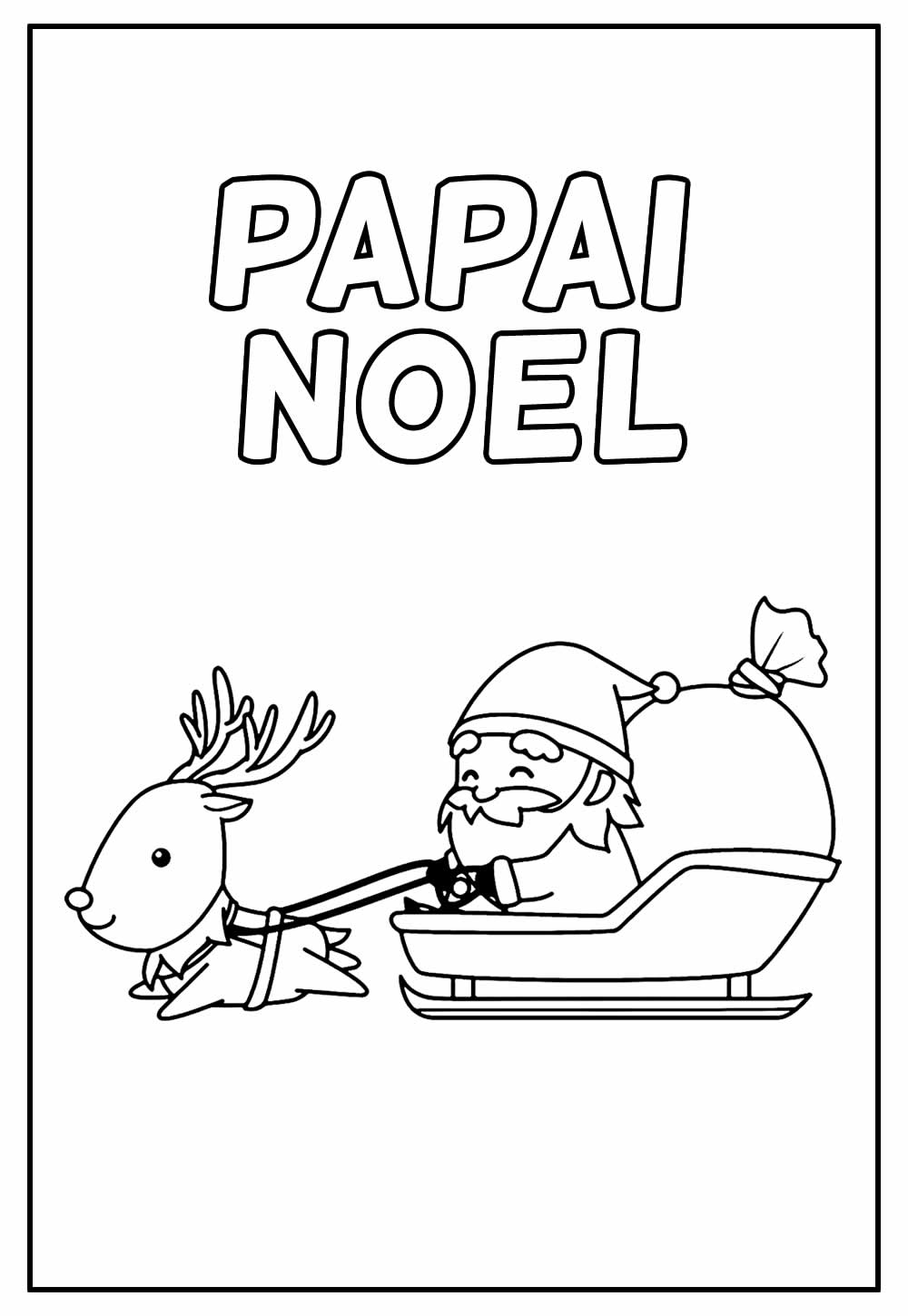 Desenho Educativo de Papai Noel com Trenó para colorir