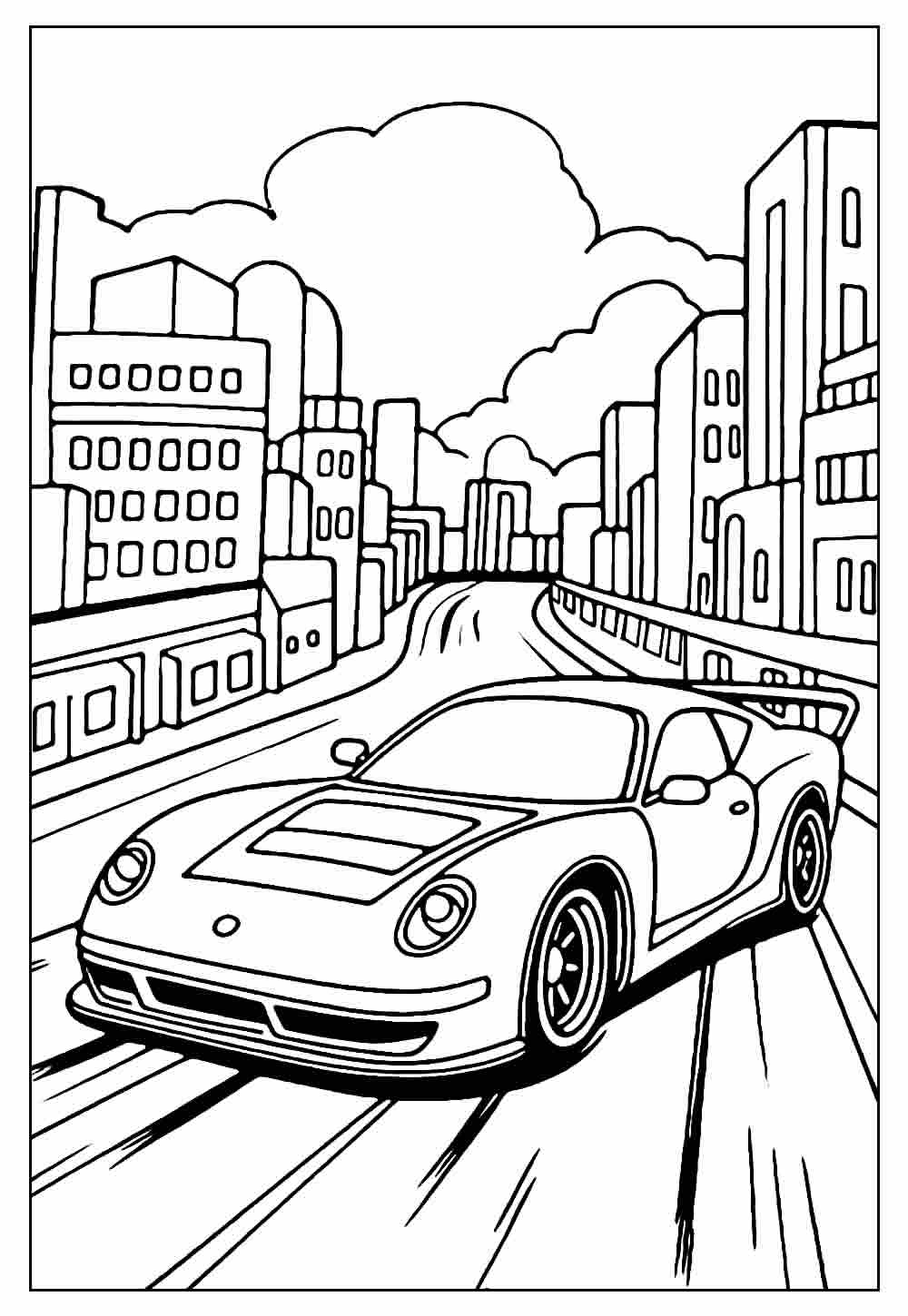 Desenho de Carro na Cidade para colorir