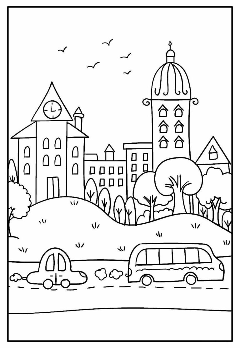 Desenhos de Cidades para colorir - Bora Colorir