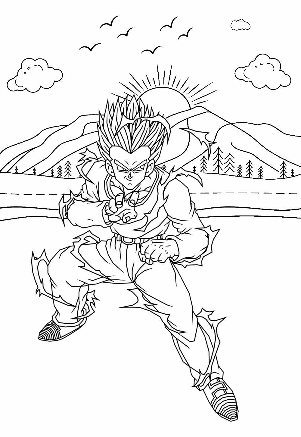 Desenho de Gohan para pintar