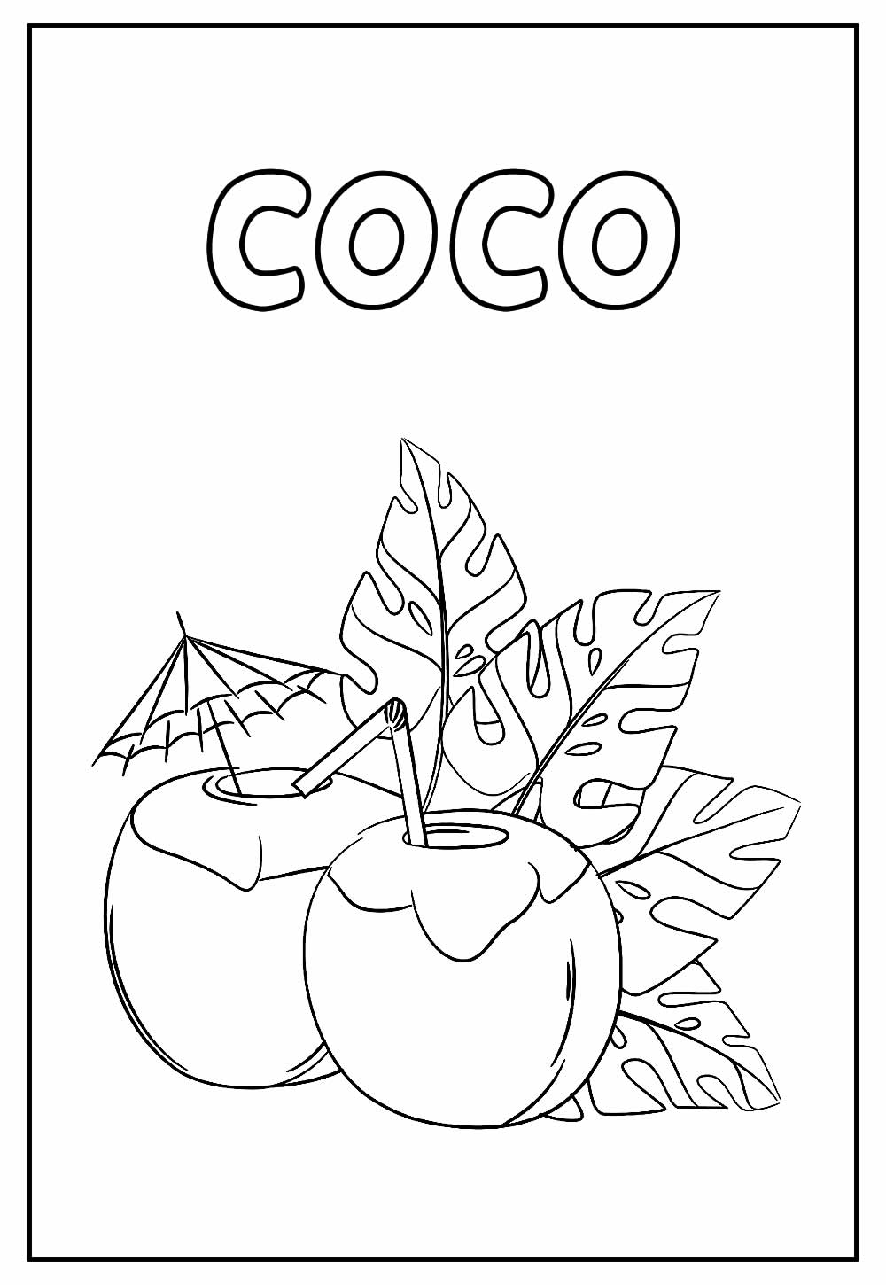Desenho Educativo de Coco para colorir
